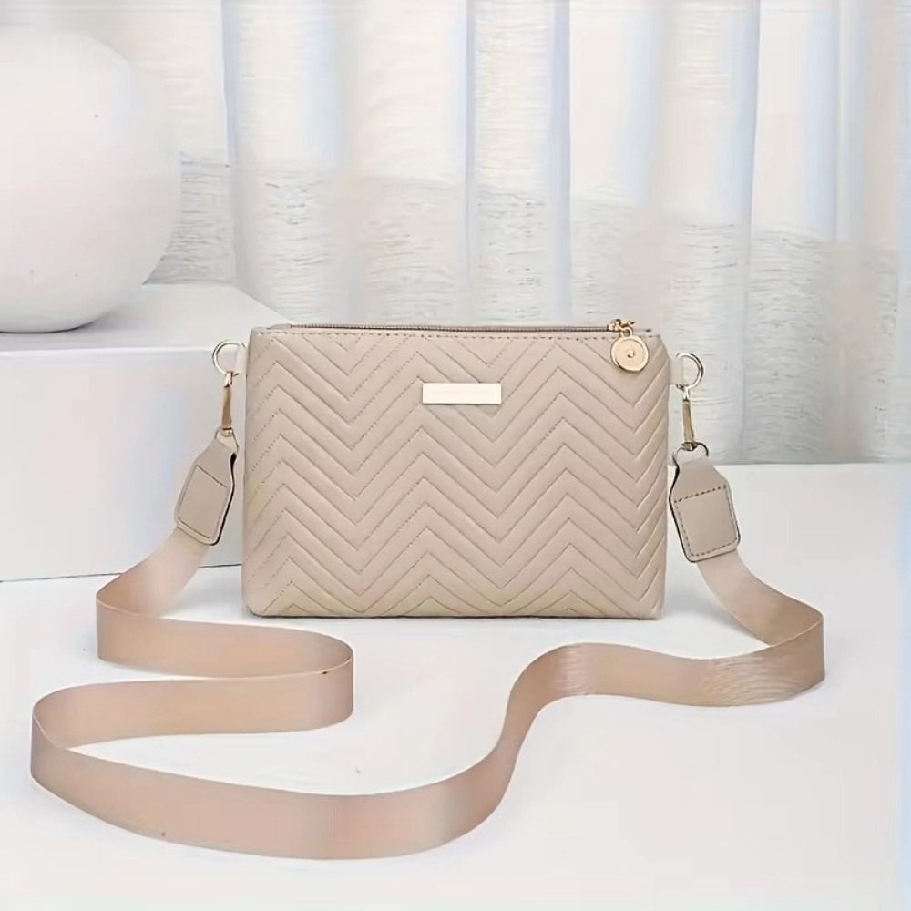 Chain Crossbody Quilted - Minimalist Quilted Chain Crossbody Bag PU