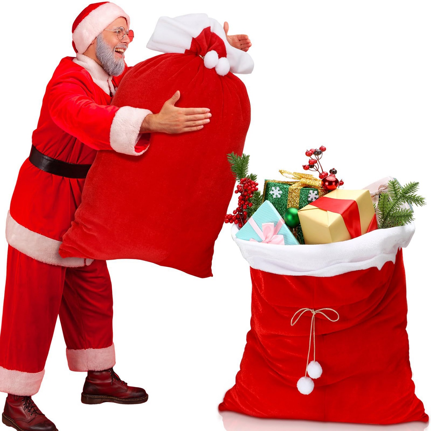 Velvet Santa Christmas Gift Ba - огляд і ціна Luxury Xmas Bags