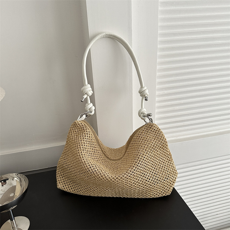 Straw Woven Shoulder Bag with  - огляд і ціна Luxury Beach Bags Ysl