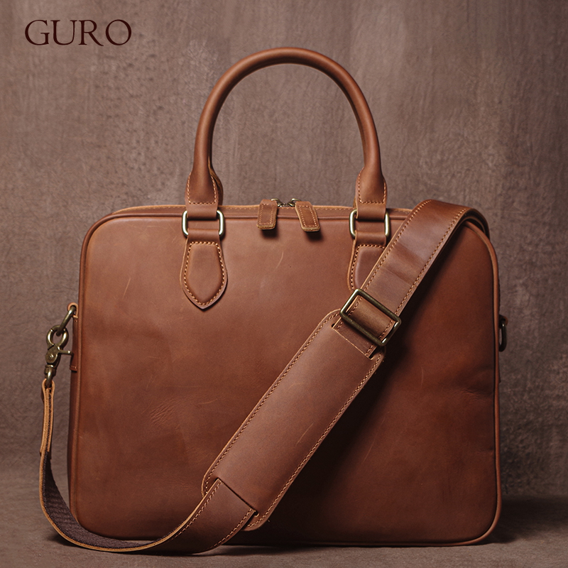GURO Men Crazy Horse Cowhide B - огляд і ціна Luxury Tote Bags With Zipper