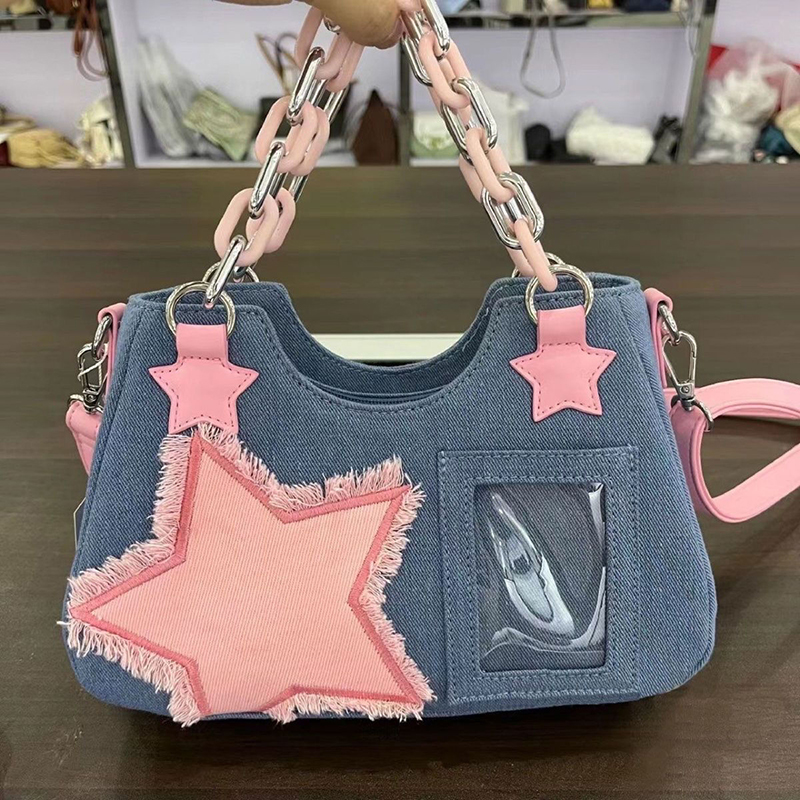 Denim Women Underarm Shopper T - огляд і ціна Luxury Tote Bags With Zipper